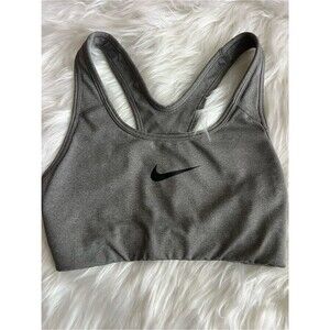 Nike Dri-FIT Gray Racerback Sports Bra | Medium Support Athletic Workout Top